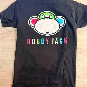 Black and White Short Sleeve Tee with Cartoon Monkey Design